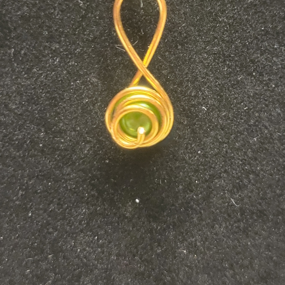 Dainty Gold and Tiny Green Faux Pearl Necklace